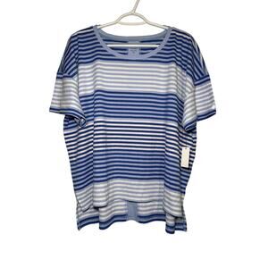 T by‎ Talbots striped t shirt womens XL stretch coastal nautical active classic